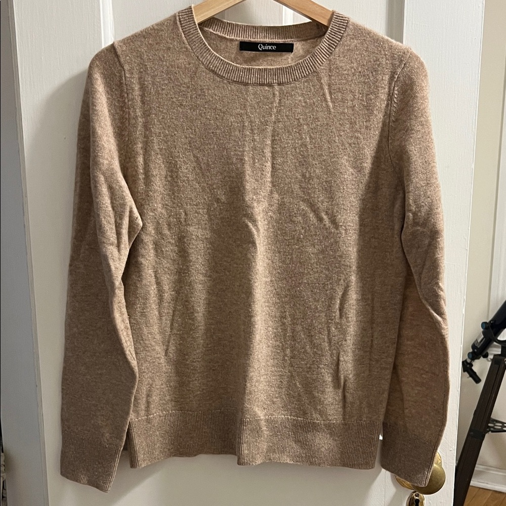 Quince Beige Cashmere Crewneck Sweater